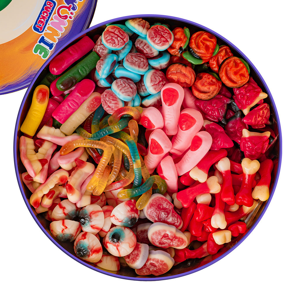 Wunnie Bucket “Sretan Halloween”, limenka za sastavljanje s tvojim omiljenim gumenim bombonima - 3 kg