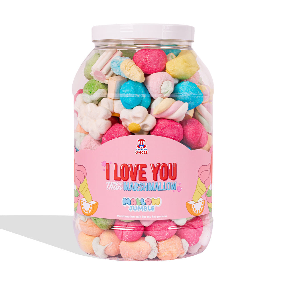 Mallow Jumble “Volim te više nego marshmallow”, staklenka marshmallow koju možeš sastaviti s tvojim omiljenim okusima