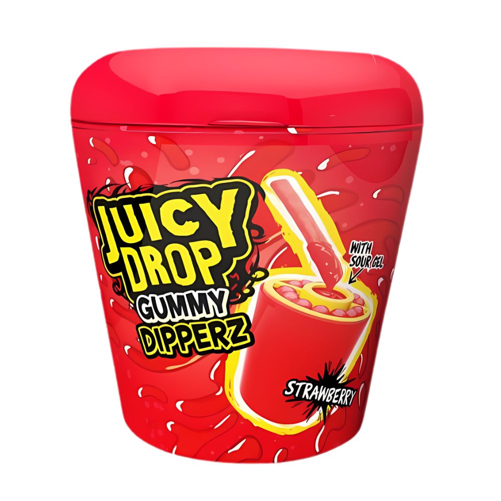 Bazooka Juicy Drop Gummy Dipperz Jagoda, gumeni bomboni i gel s okusom jagode od 96g