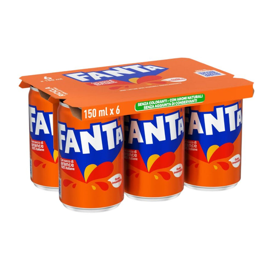 Confezione da 6, bevanda analcolica al gusto di arancia Fanta.