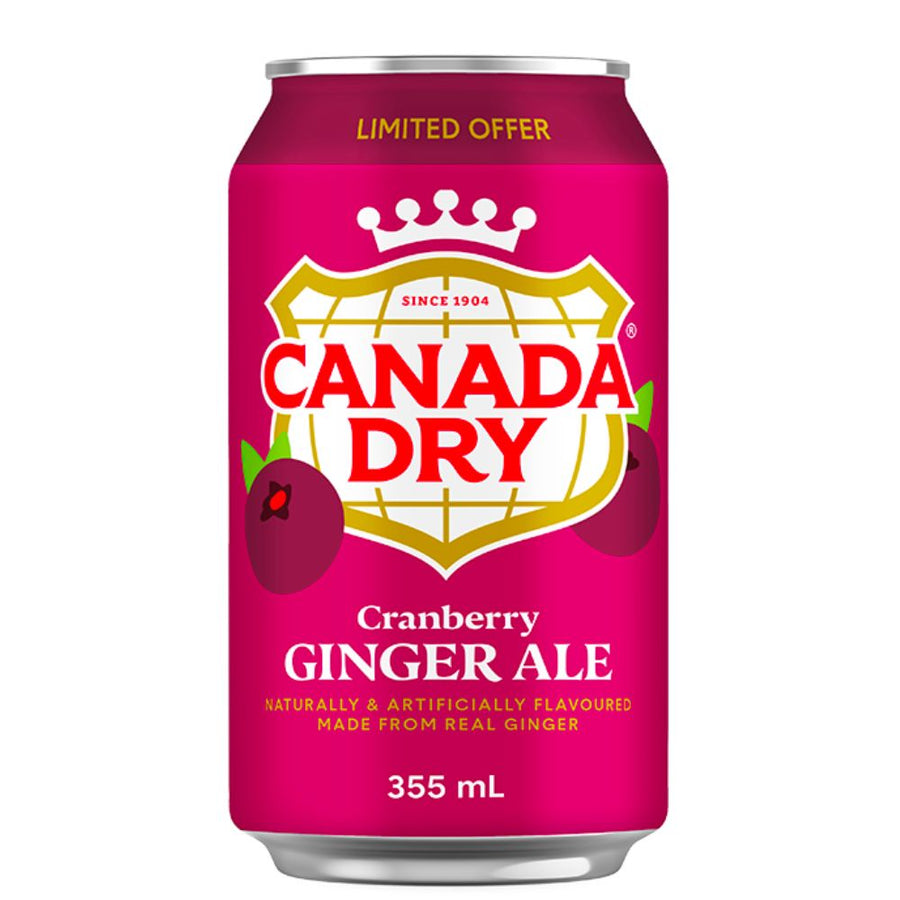 Confezione da 355ml di bevanda allo zenzero e mirtilli Canada Dry Cranberry