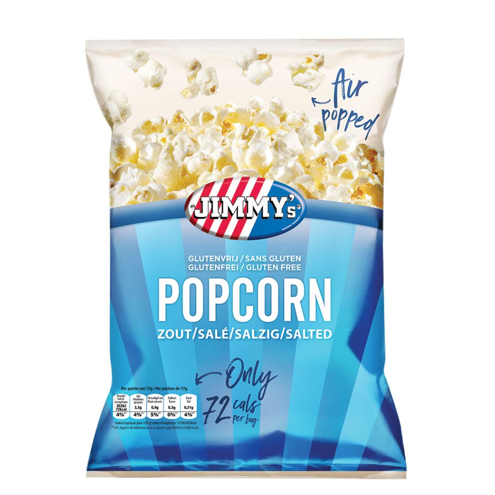 Confezione da 17g di popcorn salati Jimmy's Salted