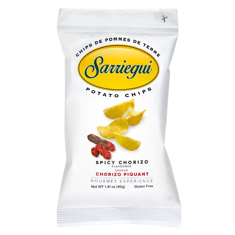 Confezione da 40g di patatine al chorizo Sarriegui
