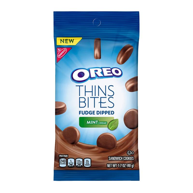 Oreo Thins Bite Fudge Dipped Mint Creme, monete di cioccolato con crema a menta da 168g (1954221752417)