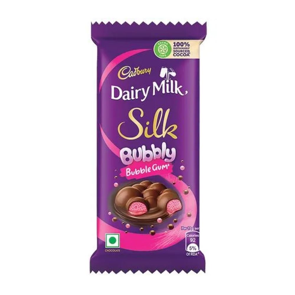 Cadbury Dairy Milk Silk Bubbly Bubble Gum, čokoladica punjena kremom s okusom žvakaće gume od 50g
