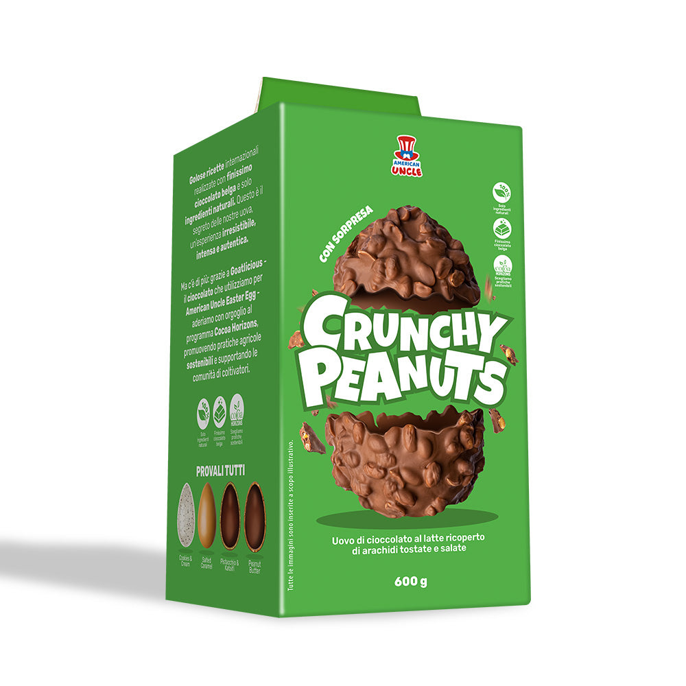American Uncle Crunchy Peanuts Easter Egg, čokoladno uskrsno jaje od mliječne čokolade prekriveno slanim prženim kikirikijem od 600g 