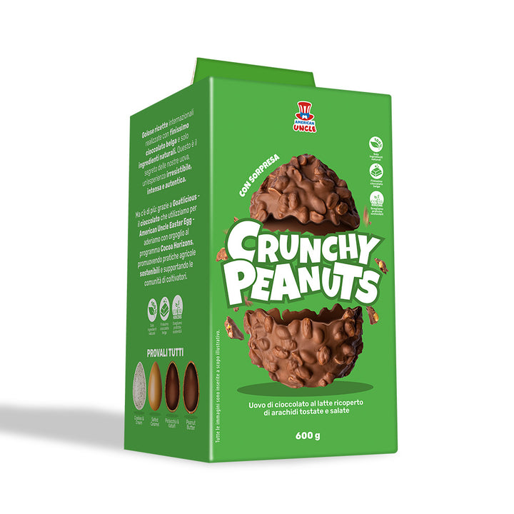 American Uncle Crunchy Peanuts Easter Egg, čokoladno uskrsno jaje od mliječne čokolade prekriveno slanim prženim kikirikijem od 600g 