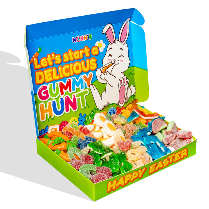 Wunnie box “Sretan Uskrs”, Candy box za sastavljanje s vašim omiljenim gumenim bombonima - 1 kg 