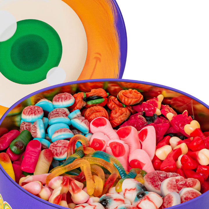 Wunnie Bucket "Sretan Halloween", limenka gumenih bombona od 3 kg koju možete sastaviti s vašim omiljenim okusima 