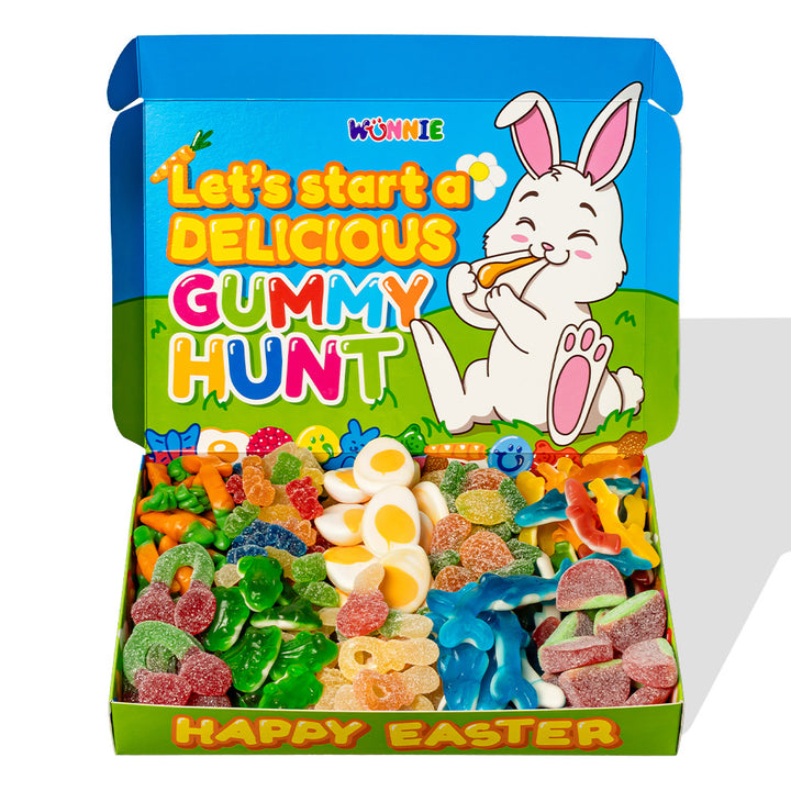 Wunnie box “Sretan Uskrs”, Candy box za sastavljanje s vašim omiljenim gumenim bombonima - 1 kg 