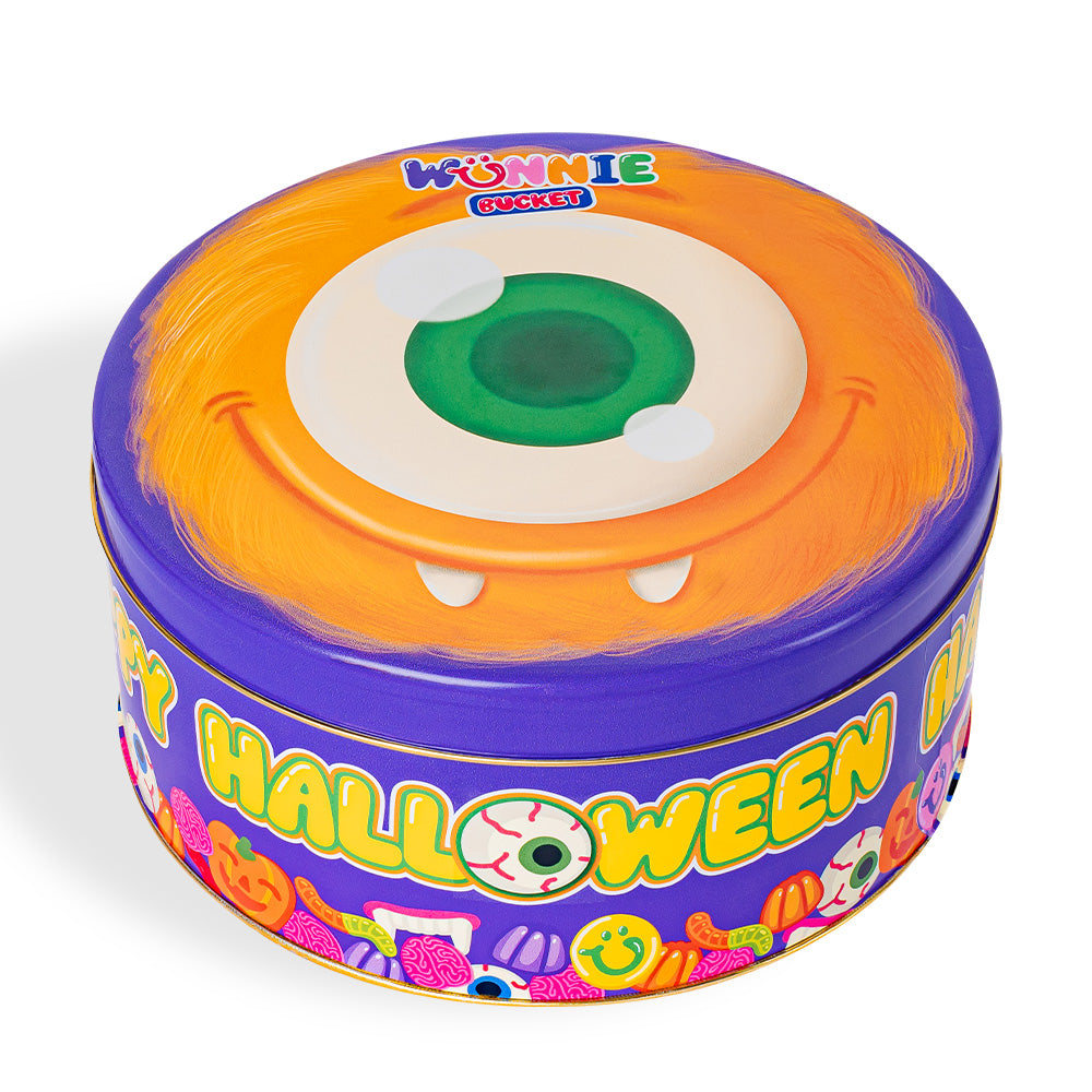 Wunnie Bucket "Sretan Halloween", limenka gumenih bombona od 3 kg koju možete sastaviti s vašim omiljenim okusima 