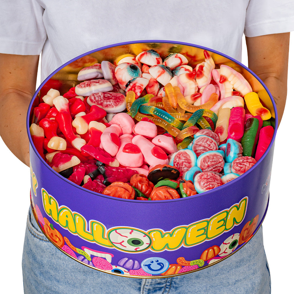 Wunnie Bucket "Sretan Halloween", limenka gumenih bombona od 3 kg koju možete sastaviti s vašim omiljenim okusima 
