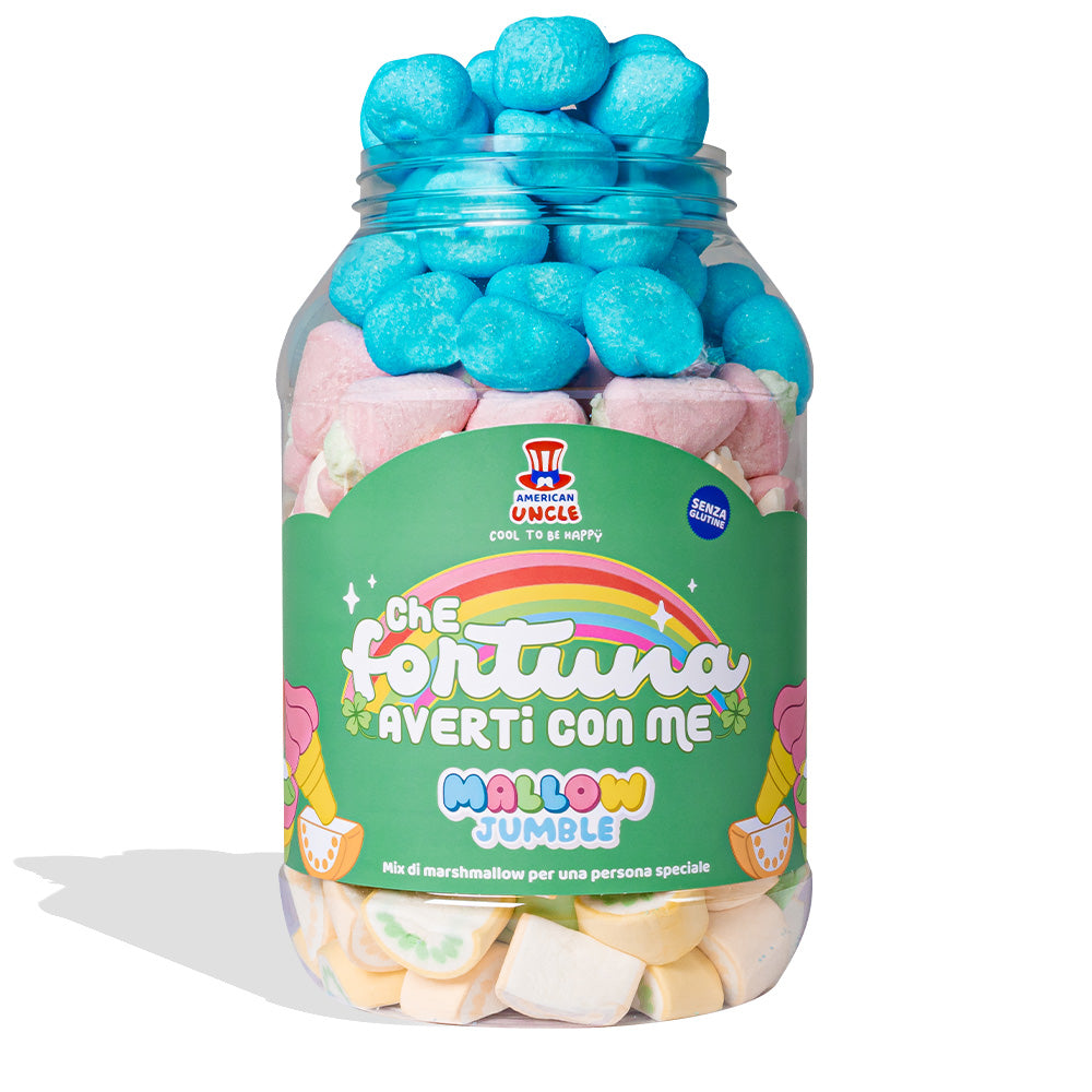 Mallow Jumble “Koja sreća imati te uz sebe”, staklenka marshmallow za sastavljanje s tvojim omiljenim okusima 