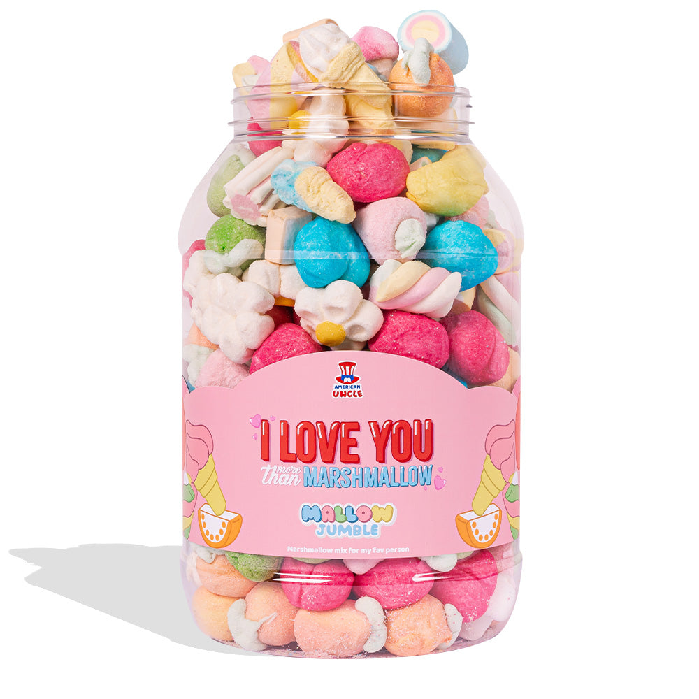 Mallow Jumble “Volim te više nego marshmallow”, staklenka marshmallow koju možeš sastaviti s tvojim omiljenim okusima 