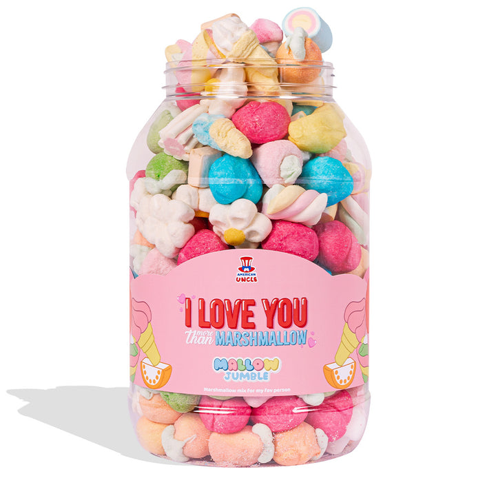 Mallow Jumble “Volim te više nego marshmallow”, staklenka marshmallow koju možeš sastaviti s tvojim omiljenim okusima 