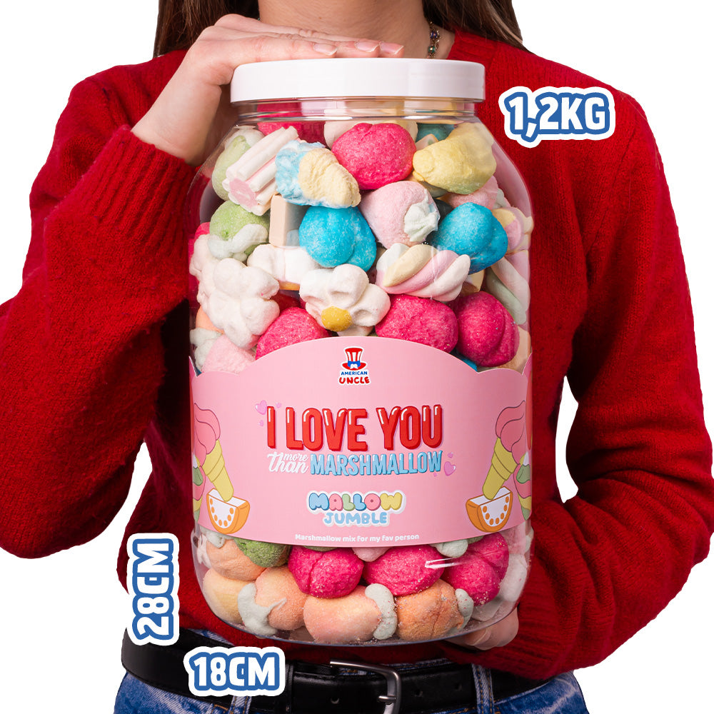 Mallow Jumble “Volim te više nego marshmallow”, staklenka marshmallow koju možeš sastaviti s tvojim omiljenim okusima 