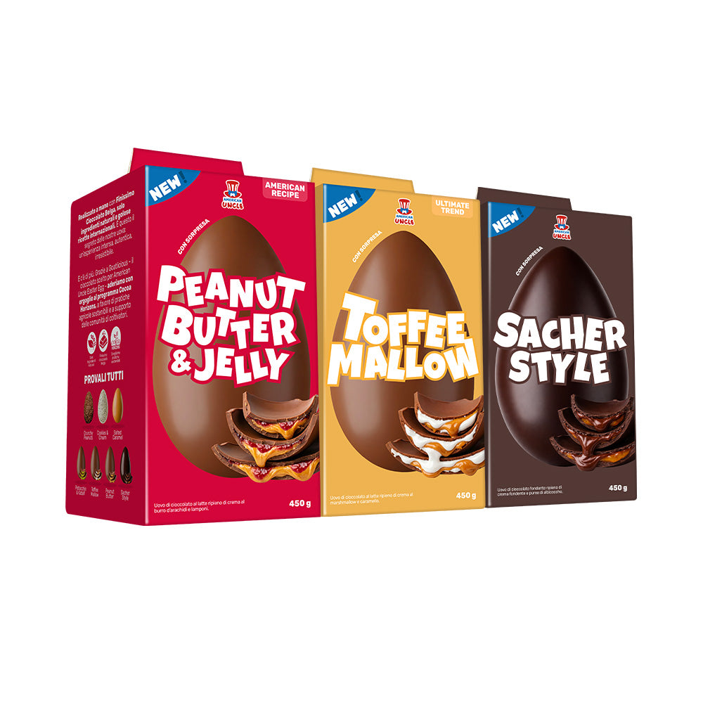 Paket od 3 uskršnja jaja: peanut butter & Jelly, Toffee Mallow, Sacher Style