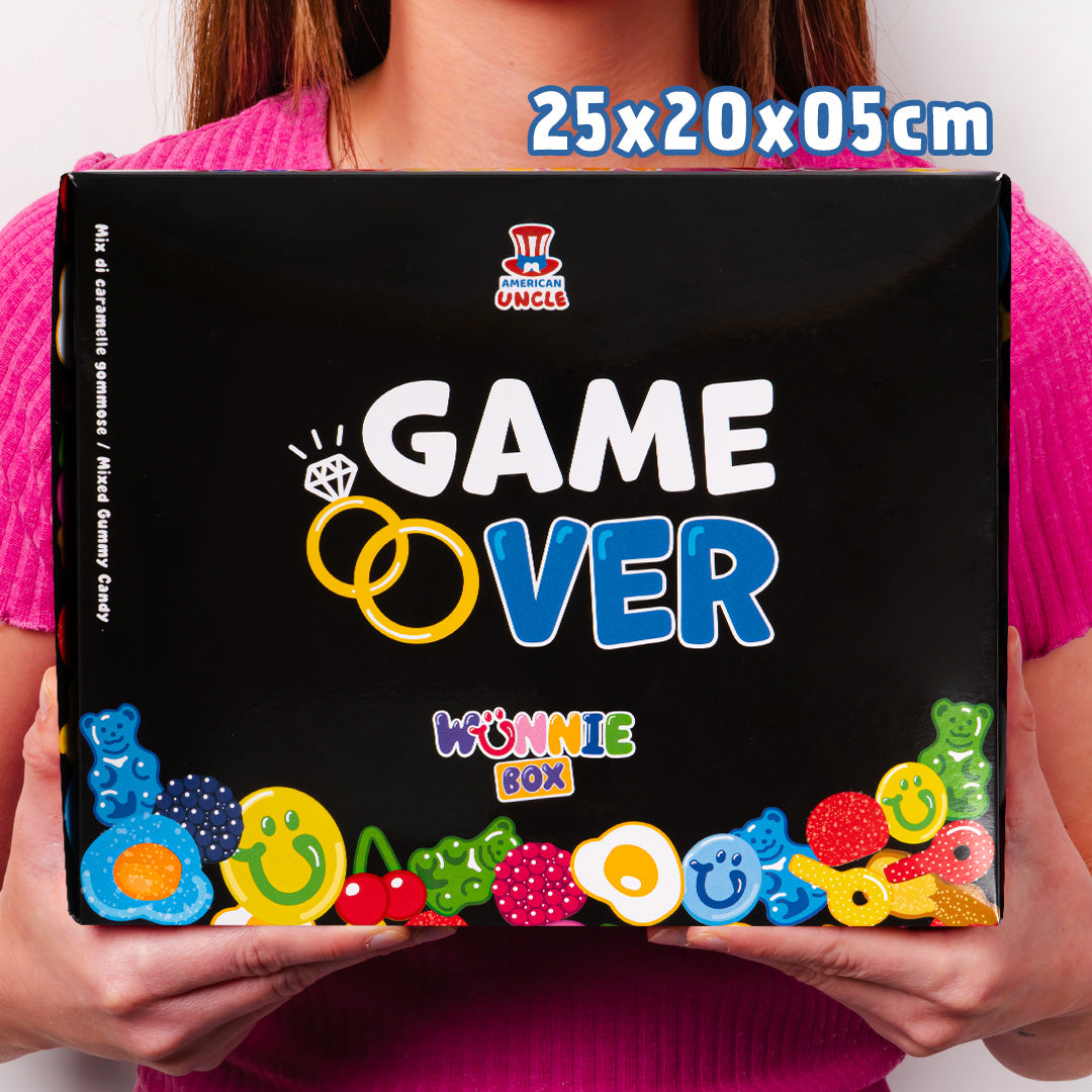 Wunnie box "Game over", Candy box za sastavljanje s mladoženjinim omiljenim gumama - 1 kg 
