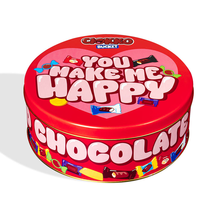 Ciokko Bucket “Činiš me sretnim”, limenka čokoladica od 1 kg koju možeš sastaviti s omiljenim okusima svoje polovice 