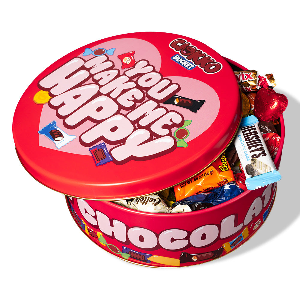 Ciokko Bucket “Činiš me sretnim”, limenka čokoladica od 1 kg koju možeš sastaviti s omiljenim okusima svoje polovice 