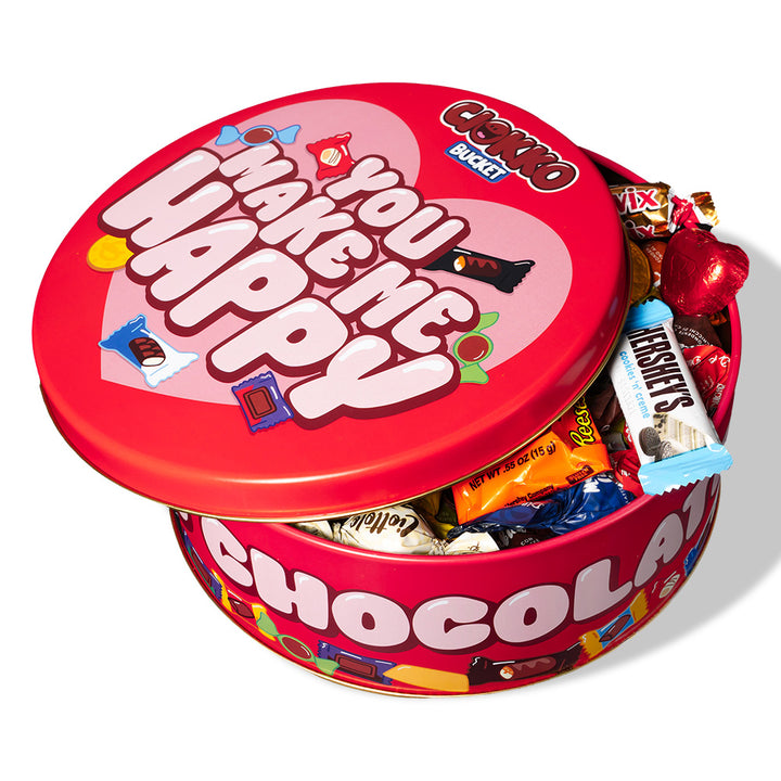 Ciokko Bucket “Činiš me sretnim”, limenka čokoladica od 1 kg koju možeš sastaviti s omiljenim okusima svoje polovice 