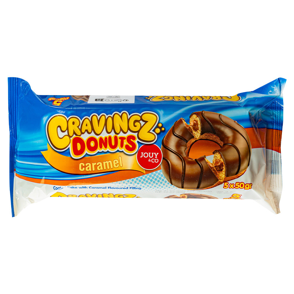 Jouy&Co Cravingz Donuts Caramel, 5 krafni punjenih kremom od karamela i prelivene čokoladom od 50g 