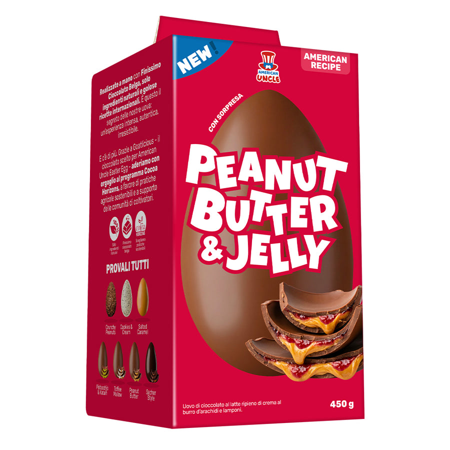 Uskrsno jaje od 450g čokolade punjeno maslacem od kikirikija i džemom od malina, American Uncle Egg Peanut butter & Jelly