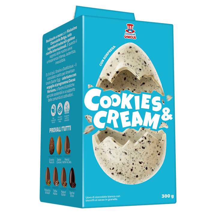 Uskrsnje jaje od 300g bijele čokolade s komadićima keksa, American Uncle Egg Cookies and Cream