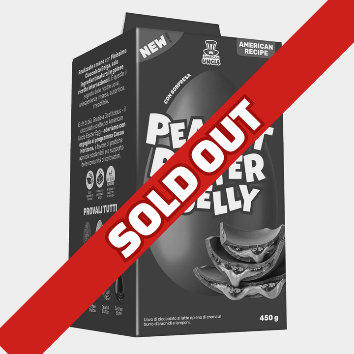 Uovo di Pasqua da 450g al cioccolato e ripieno di burro d'arachidi e marmellata ai lamponi sold out