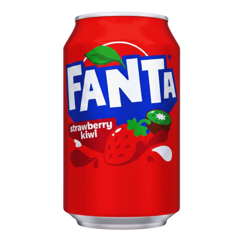Confezione da 330ml di bevanda alla fragola e al kiwi Fanta Strawberry Kiwi