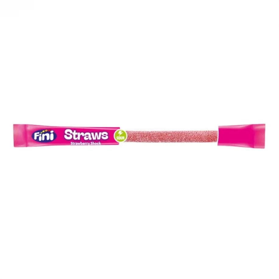 Fini Straws Sour Strawberry, bombon u obliku slamke s okusom pjenušave jagode od 25 g 