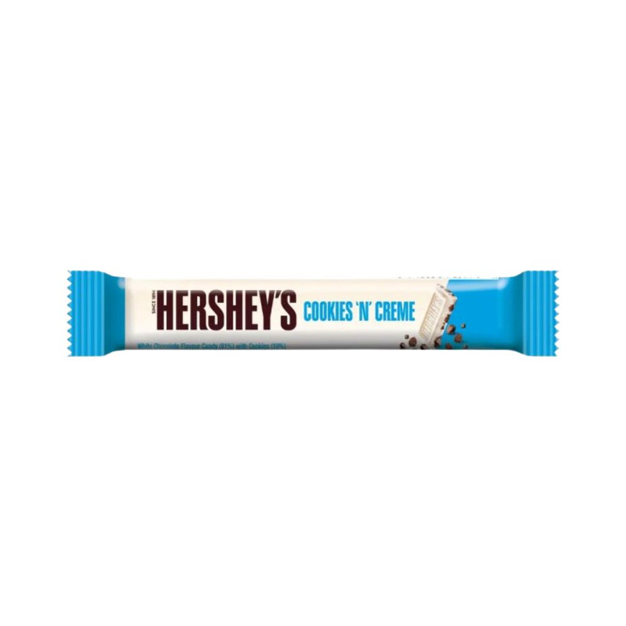 Hershey's Cookies 'n' Creme, cioccolato bianco con pezzi di biscotti da 15g.