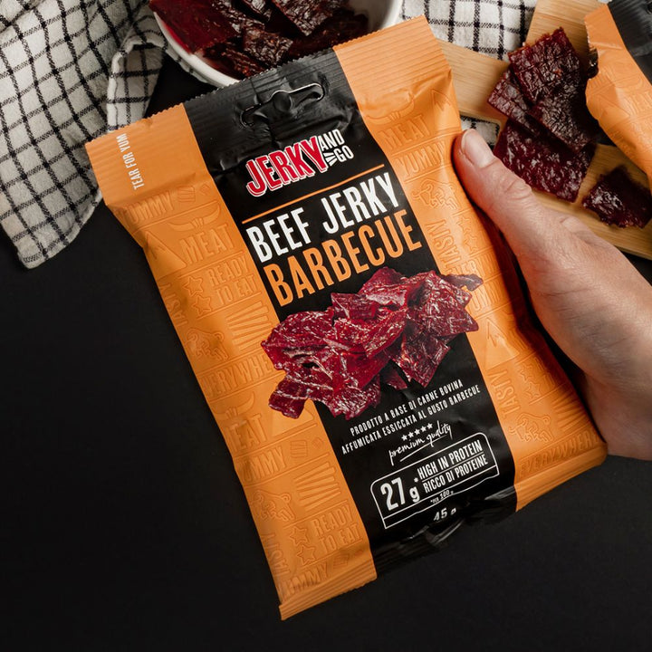Jerky and Go Beef Jerky Barbecue, sušena govedina s okusom roštilja od 45g 