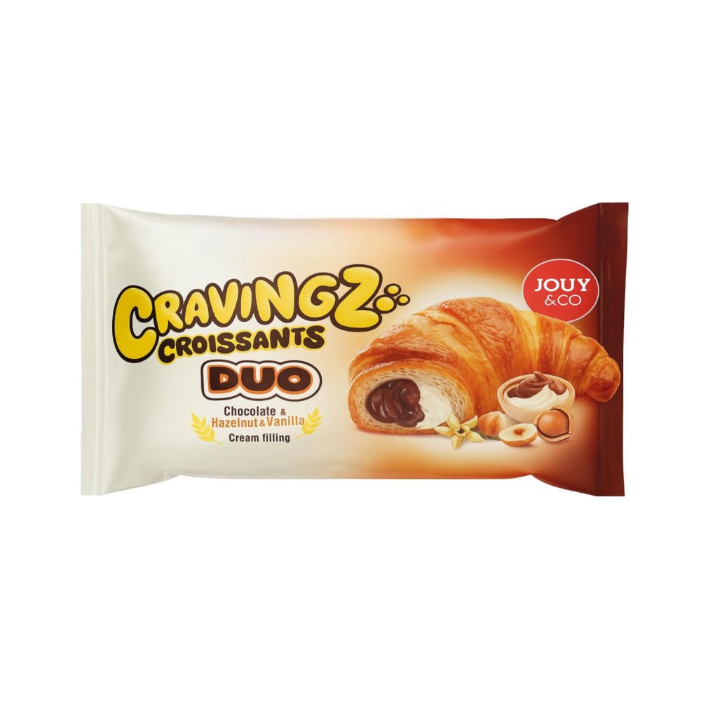 Cravingz Croissants Duo Čokolada i Vanilija, kroasan punjen čokoladom i vanilijom od 45g 