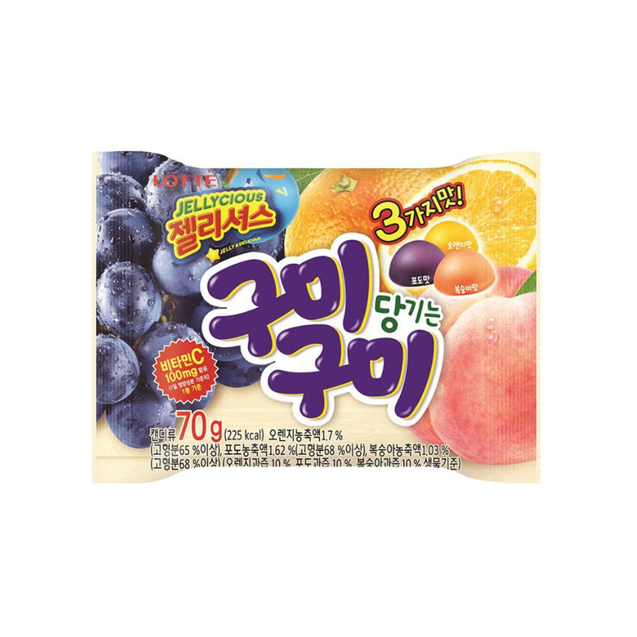 Lotte Jellycious Fruit, caramelle gommose al gusto di frutta da 70g.