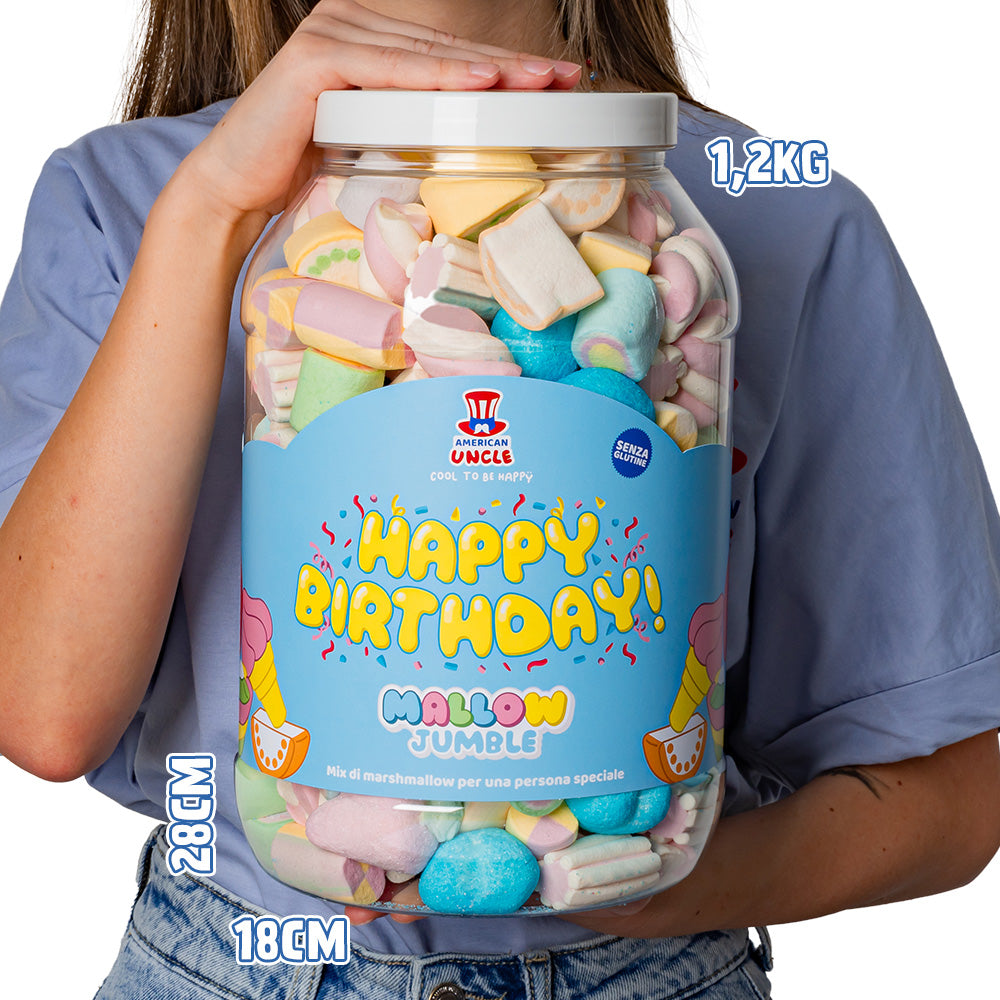 Mallow Jumble “Sretan rođendan”, staklenka marshmallow koju možeš sastaviti s tvojim omiljenim okusima 