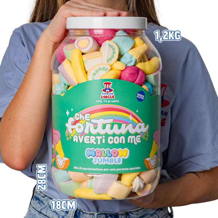 Mallow Jumble “Koja sreća imati te uz sebe”, staklenka marshmallow za sastavljanje s tvojim omiljenim okusima 