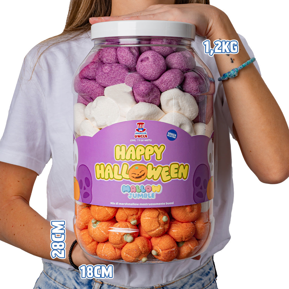 Mallow Jumble "Sretan Halloween", staklenka marshmallow koju možeš napuniti svojim omiljenim okusima 