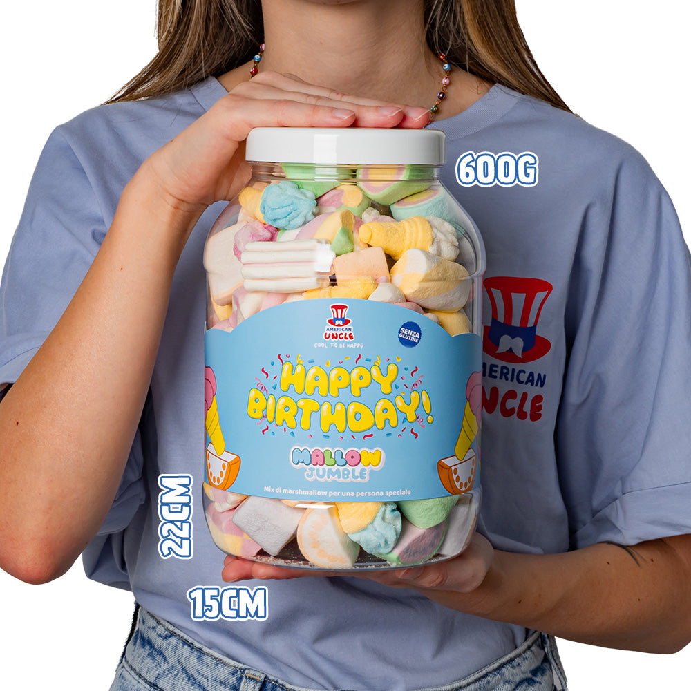 Mallow Jumble “Sretan rođendan”, staklenka marshmallow koju možeš sastaviti s tvojim omiljenim okusima 