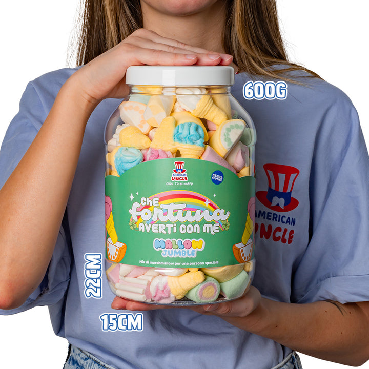 Mallow Jumble “Koja sreća imati te uz sebe”, staklenka marshmallow za sastavljanje s tvojim omiljenim okusima 