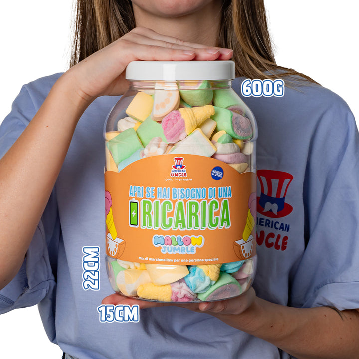 Mallow Jumble "Otvori ako ti treba punjenje", staklenka marshmallow za sastavljanje s tvojim omiljenim okusima 