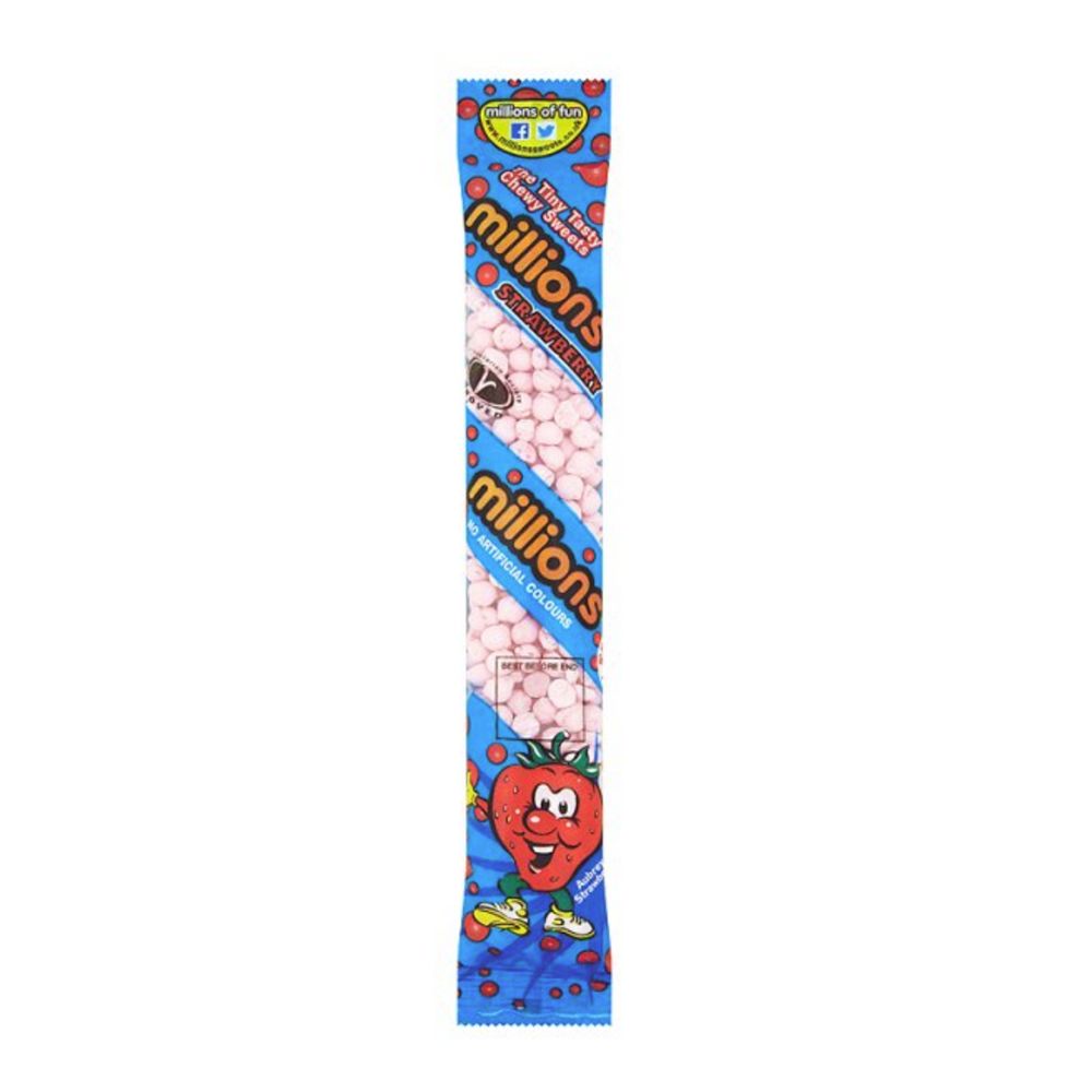 Millions Strawberry, tvrdi bomboni s okusom jagode od 55g 