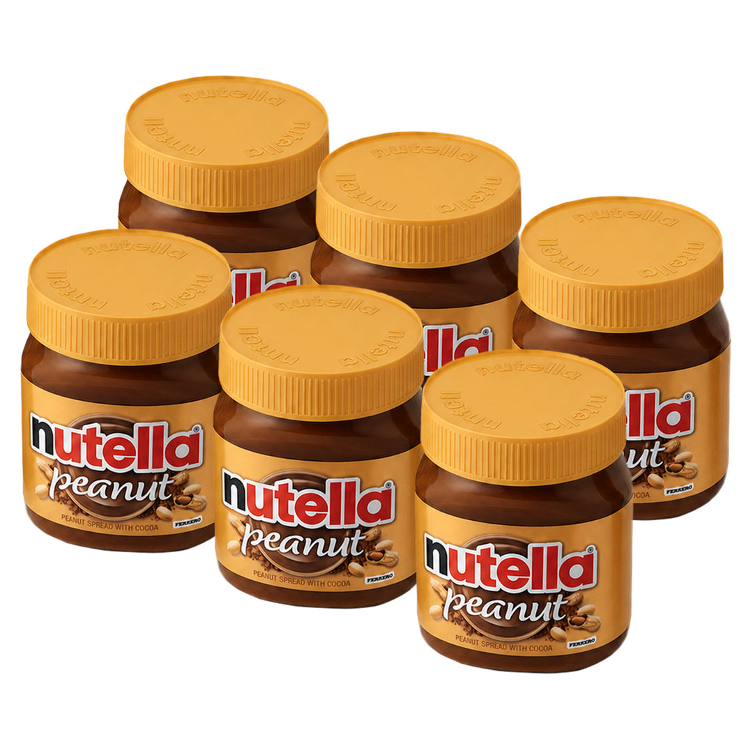 Nutella Peanut, crema spalmabile al cacao, nocciole e arachidi da 371g, set da 6