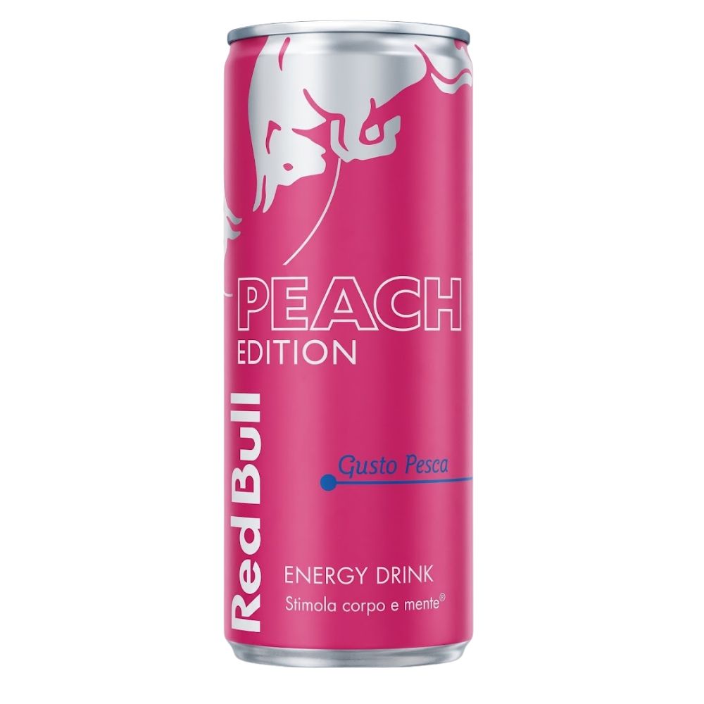 Red Bull Peach Edition, bevanda energetica al gusto di pesca da 250ml