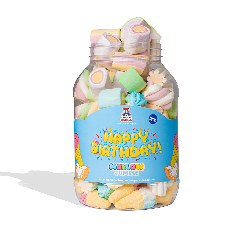 Mallow Jumble “Sretan rođendan”, staklenka marshmallow koju možeš sastaviti s tvojim omiljenim okusima 