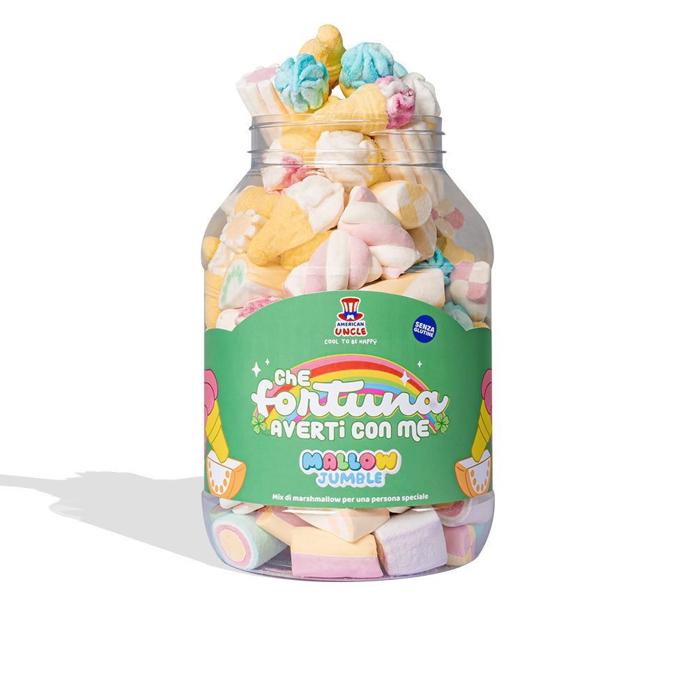 Mallow Jumble “Koja sreća imati te uz sebe”, staklenka marshmallow za sastavljanje s tvojim omiljenim okusima 