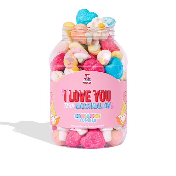 Mallow Jumble “Volim te više nego marshmallow”, staklenka marshmallow koju možeš sastaviti s tvojim omiljenim okusima 