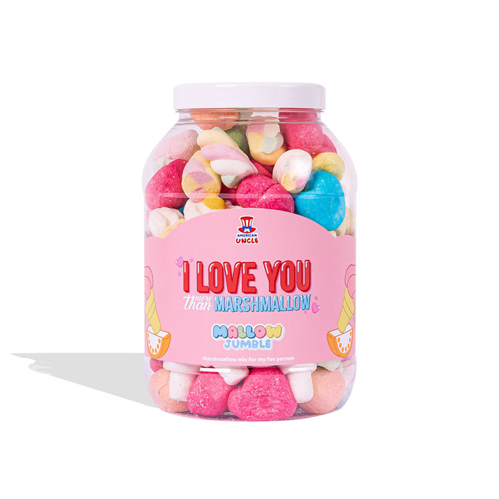 Mallow Jumble “Volim te više nego marshmallow”, staklenka marshmallow koju možeš sastaviti s tvojim omiljenim okusima 