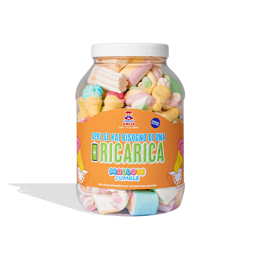 Mallow Jumble "Otvori ako ti treba punjenje", staklenka marshmallow za sastavljanje s tvojim omiljenim okusima 