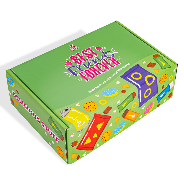 Snack Box “Najbolje prijateljice zauvijek”, iznenađujuća kutija s 20 snack slatkih, slanih proizvoda i pića za najbolju prijateljicu 